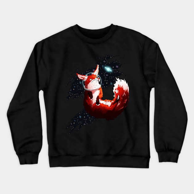 Cute Space Fox with an astronaut helmet Crewneck Sweatshirt by animalartium@gmail.com